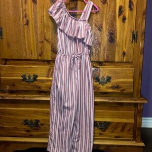 Striped One-Shoulder Jumpsuit